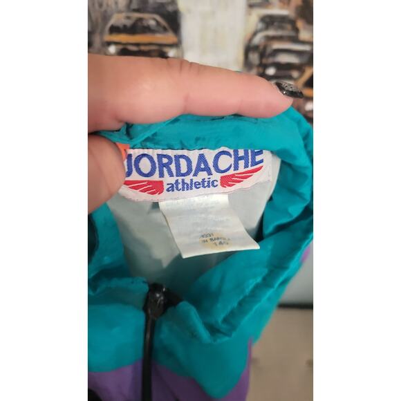 Vintage Jordache Kids Jacket 90s Teal Purple Windbreaker Convertible Vest Sz 10 - Picture 5 of 6